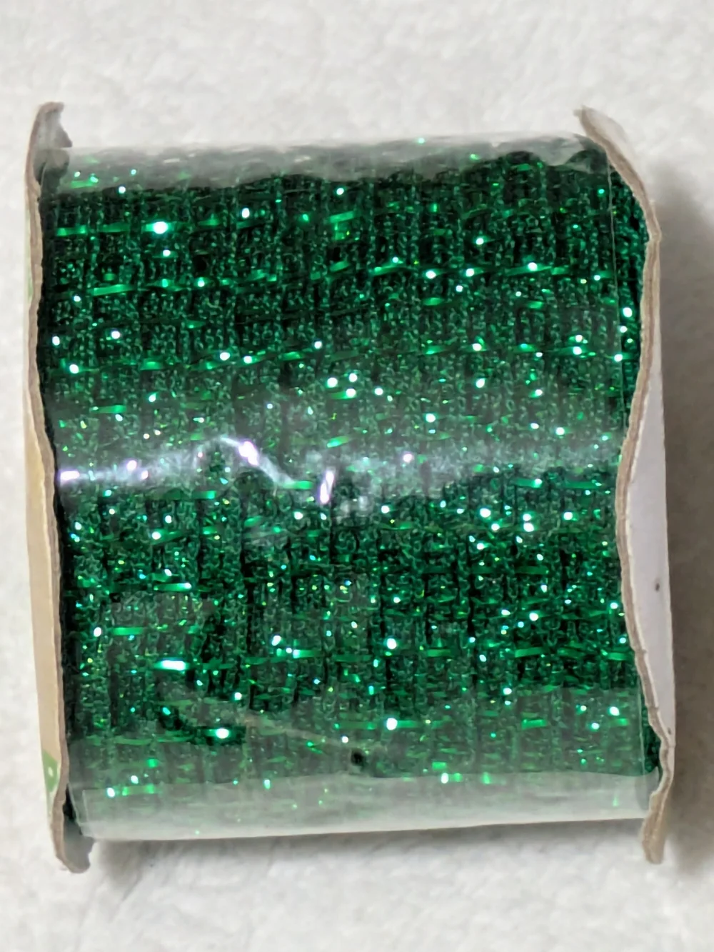 Crafter's Square Green Glitter Mesh Wired Ribbon 2.5